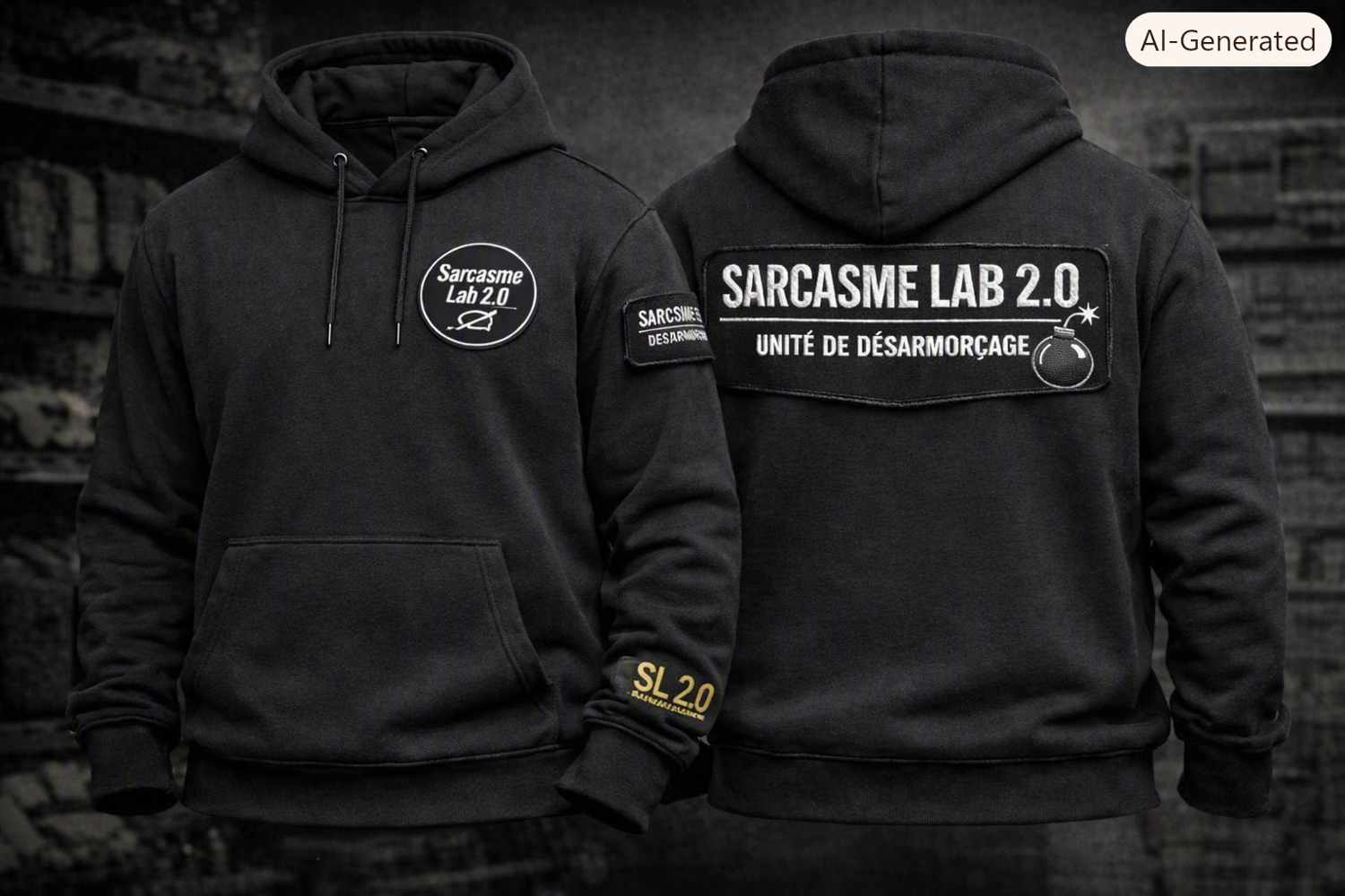 Hoodie Gris Foncé — Sarcasme Lab 2.0